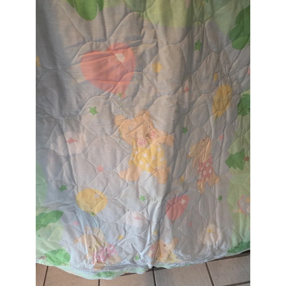 Bunnies And Bears Handmade Baby Blanket, Pastels Cottagecore Charming